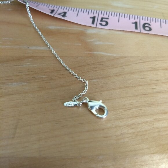 Silver Tone Necklace with Black Rhinestone Oblong Rectangular Pendant Modern - Picture 3 of 6